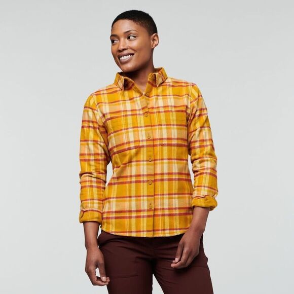 Cotopaxi Mero Flannel Button Down Shirt Unisex size S Yellow Orange Amber Plaid - Picture 2 of 10